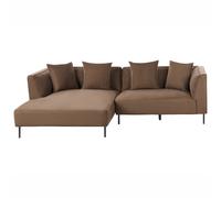 Corner Sofa 3 Seater SATER Fabric Brown Right Hand