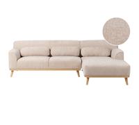 Beliani Corner Sofa 3 Seater Simos Chenille Beige Left Hand