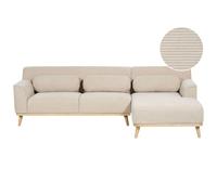 Corner Sofa 3 Seater SIMOS Corduroy Light Beige Left Hand