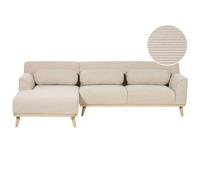 Corner Sofa 3 Seater SIMOS Corduroy Light Beige Right Hand