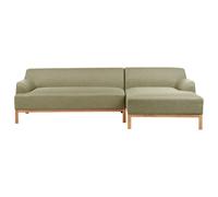 Beliani Left Hand Fabric Corner Sofa Green Sosjo, Green