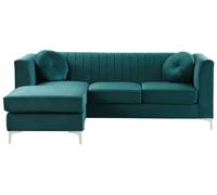 Corner Sofa TIMRA Velvet Green 3 Seater Right Hand