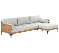 Beliani Garden Corner Sofa 4 Seater Cavezzo Certified Acacia Wood Grey Left Hand
