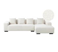 Corner Sofa 4 Seater LUNGO Boucle White Left Hand