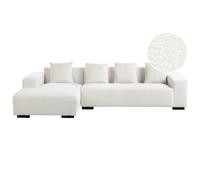 Corner Sofa 4 Seater LUNGO Boucle White Right Hand