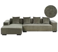 Beliani Corner Sofa Lungo Corduroy Green Right Hand