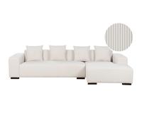 Beliani Left Hand Jumbo Cord Corner Sofa Off-white Lungo, White
