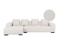 Corner Sofa 4 Seater LUNGO Corduroy Off-White Right Hand