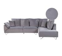Corner Sofa 4 Seater LUNNER Corduroy Grey Left Hand