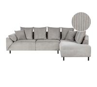 Corner Sofa 4 Seater LUNNER Corduroy Light Grey Left Hand