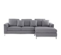 Corner Sofa 4 Seater OSLO Fabric Light Grey Left Hand