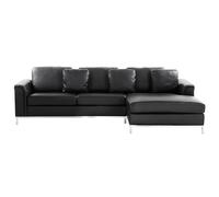 Beliani Corner Sofa Oslo Leather Black 4 Seater Left Hand