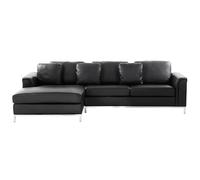 Beliani Right Hand Leather Corner Sofa Black Oslo, Black