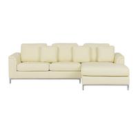 Beliani Left Hand Leather Corner Sofa Beige Oslo, Brown