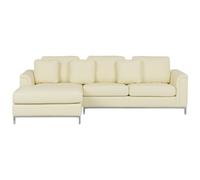 Beliani Right Hand Leather Corner Sofa Beige Oslo
