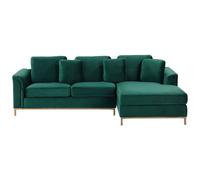 Corner Sofa 4 Seater OSLO Velvet Dark Green Left Hand