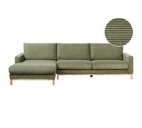 Beliani Corner Sofa Siggard Corduroy Green 4 Seater Right Hand