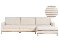 Corner Sofa 4 Seater SIGGARD Corduroy Light Beige Left Hand