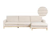 Corner Sofa 4 Seater SIGGARD Corduroy Light Beige Left Hand