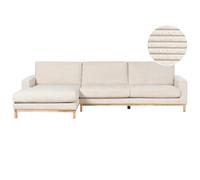 Beliani Right Hand Jumbo Cord Corner Sofa Light Beige Siggard, Brown