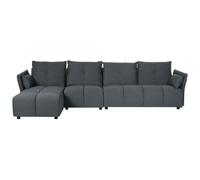 Corner Sofa 4 Seater TOMRA Fabric Graphite Grey Right Hand