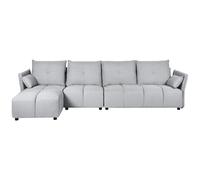 Corner Sofa 4 Seater TOMRA Fabric Light Grey Right Hand
