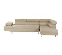 Beliani Left Hand Corner Fabric Sofa Light Beige Norrea, Brown