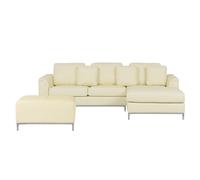 Left-Hand Corner Sofa with Ottoman OSLO Cream Leather Left Hand