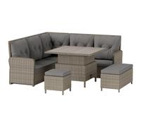 Corner Sofa 6-Piece Light Grey PE Rattan Galvanised Metal 123x55x84cm Cushns Set