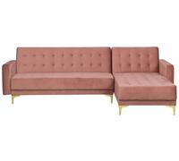 Corner Sofa ABERDEEN Pink Velvet Left Hand