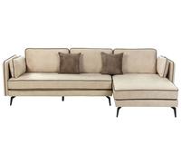 Corner Sofa 3 Seater ALTAN Velvet Beige Left Hand