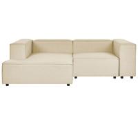 Beliani Modular Corner Sofa 2 Seater Aprica Faux Linen Beige Right Hand