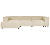 Beliani Modular Corner Sofa 3 Seater Aprica Faux Linen Beige Right Hand