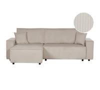 Corner Sofa Bed 3 Seater ABACKA Corduroy Beige Right Hand