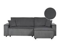 Corner Sofa Bed ABACKA Corduroy Graphite Grey 3 Seater Left Hand