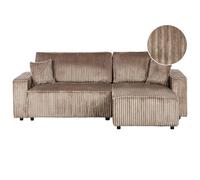Corner Sofa Bed 3 Seater ABACKA Corduroy Light Brown with Storage Left Hand