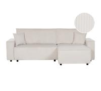 Corner Sofa Bed ABACKA Corduroy Off-White 3 Seater Left Hand