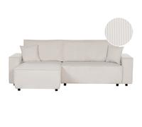 Beliani Right Hand Jumbo Cord Corner Sofa Bed Off-white Abacka, White