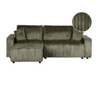 Beliani Corner Sofa Bed 3 Seater Abacka Corduroy Green With Storage Right Hand
