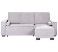 Beliani Corner Sofa Bed 3 Seater Edane Fabric Grey With Storage Left Hand