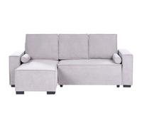 Corner Sofa Bed 3 Seater EDANE Fabric Grey with Storage Right Hand