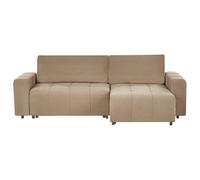 Beliani Left Hand 3 Seater Fabric Corner Sofa Bed With Storage Brown Innvik, Brown