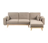 Corner Sofa Bed 3 Seater KAARINA Fabric Light Brown Left Hand