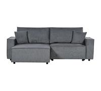 Beliani Corner Sofa Bed 3 Seater Karila Fabric Dark Grey With Storage Right Hand