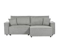 Beliani Corner Sofa Bed 3 Seater Karila Fabric Grey With Storage Left Hand