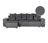 Corner Sofa Bed LUSPA Corduroy Dark Grey with Storage 3 Seater Right Hand