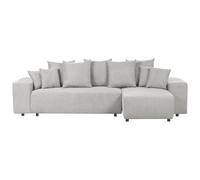 Corner Sofa Bed 3 Seater LUSPA Fabric Light Grey with Storage Left Hand
