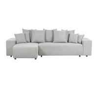 Corner Sofa Bed 3 Seater LUSPA Fabric Light Grey with Storage Right Hand