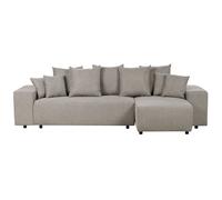 Beliani Left Hand Fabric Corner Sofa Bed With Storage Taupe Luspa, Brown