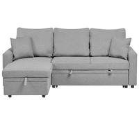 Beliani Corner Sofa Bed Nassjo Faux Linen Grey Right Hand